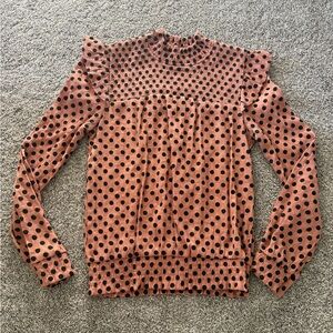 Blu Pepper Rust Polka Dot Ruffle Blouse